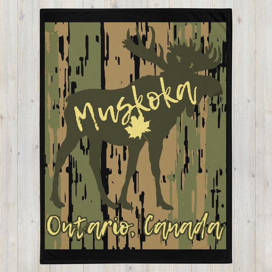 Muskoka Ontario Moose - Campfire Blanket - Throw Blanket