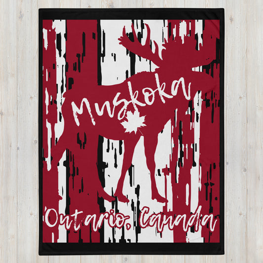 Muskoka Ontario Moose - Campfire Blanket - Throw Blanket