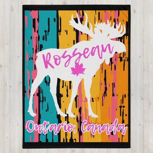 Rosseau Ontario Moose - Campfire Blanket - Throw Blanket