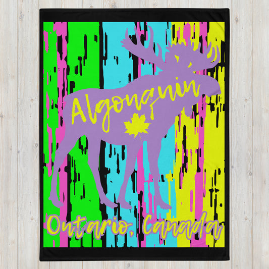 Algonquin Ontario Moose - Campfire Blanket - Throw Blanket