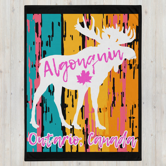 Algonquin Ontario Moose - Campfire Blanket - Throw Blanket
