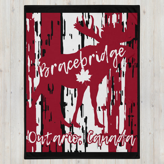 Bracebridge Ontario Moose - Campfire Blanket - Throw Blanket