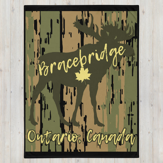 Bracebridge Ontario Moose - Campfire Blanket - Throw Blanket