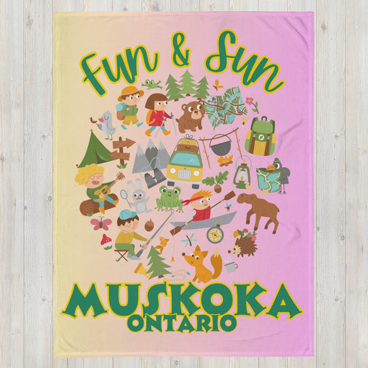 Muskoka Ontario - Fun & Sun - Campfire Blanket - Throw Blanket