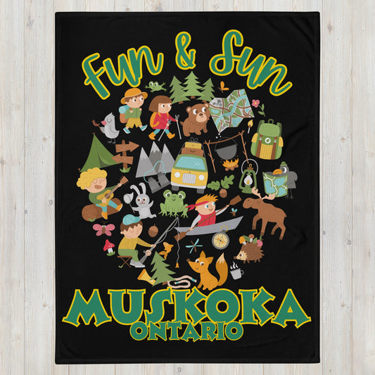 Muskoka Ontario - Fun & Sun - Campfire Blanket - Throw Blanket