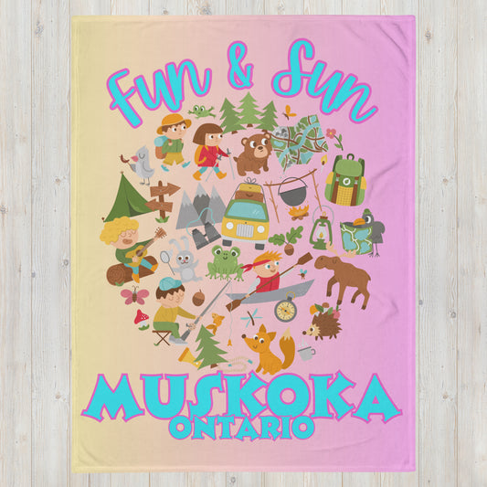 Muskoka Ontario - Fun & Sun - Campfire Blanket - Throw Blanket