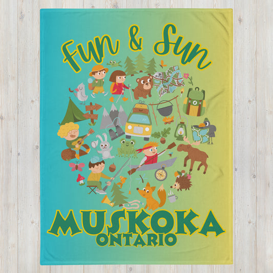 Muskoka Ontario - Fun & Sun - Campfire Blanket - Throw Blanket