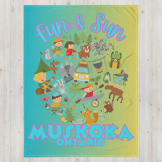 Muskoka Ontario - Fun & Sun - Campfire Blanket - Throw Blanket