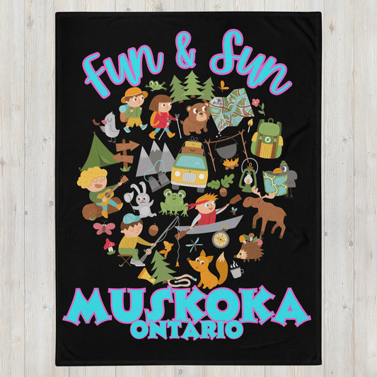 Muskoka Ontario - Fun & Sun - Campfire Blanket - Throw Blanket