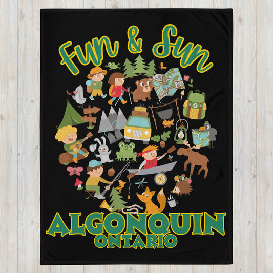 Algonquin Ontario - Fun & Sun - Campfire Blanket - Throw Blanket