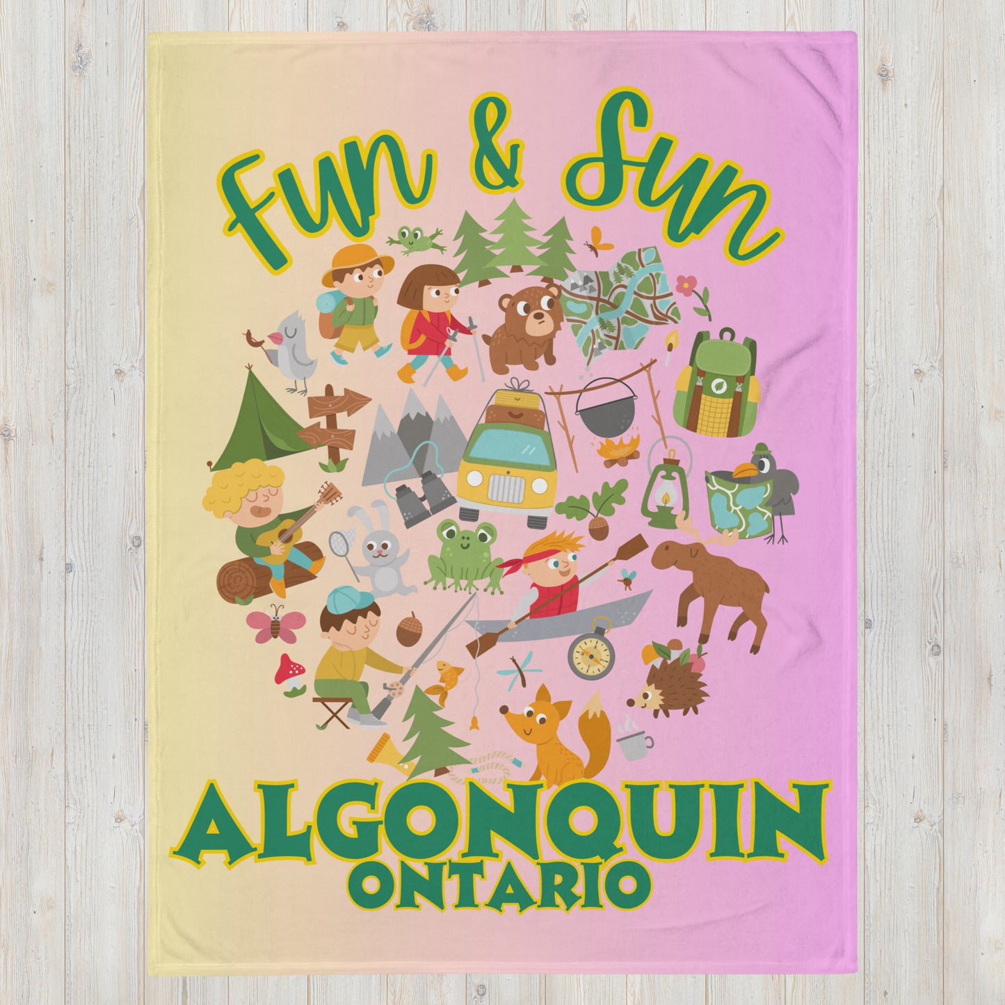 Algonquin Ontario - Fun & Sun - Campfire Blanket - Throw Blanket
