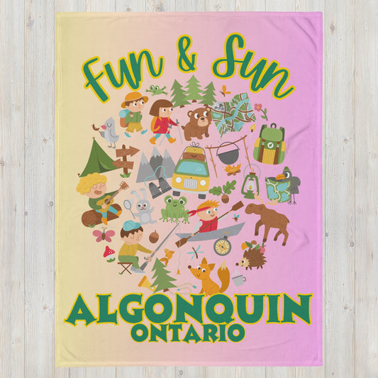 Algonquin Ontario - Fun & Sun - Campfire Blanket - Throw Blanket
