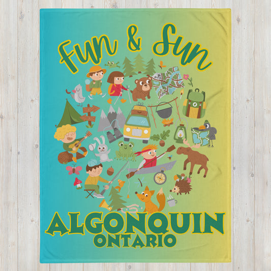 Algonquin Ontario - Fun & Sun - Campfire Blanket - Throw Blanket