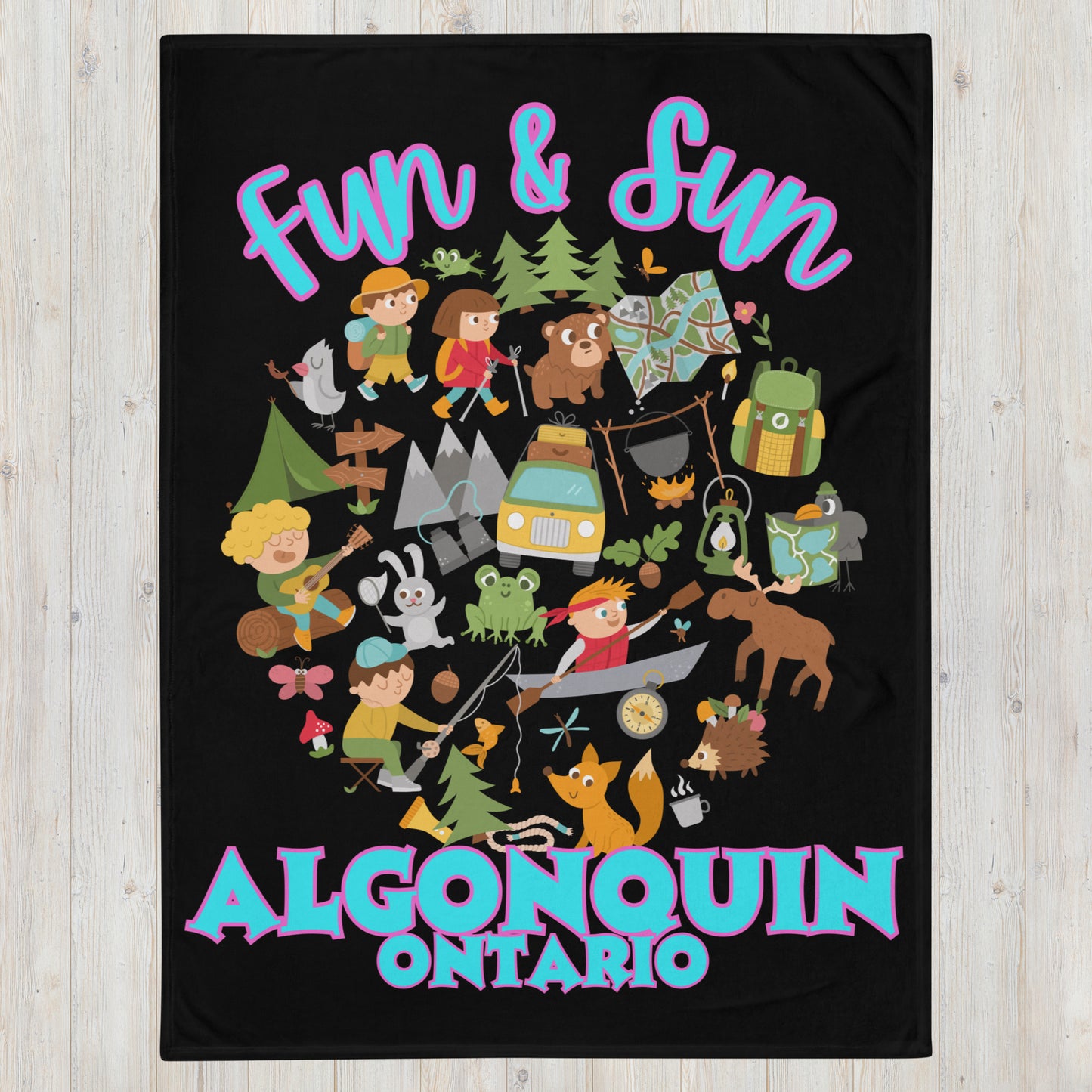 Algonquin Ontario - Fun & Sun - Campfire Blanket - Throw Blanket