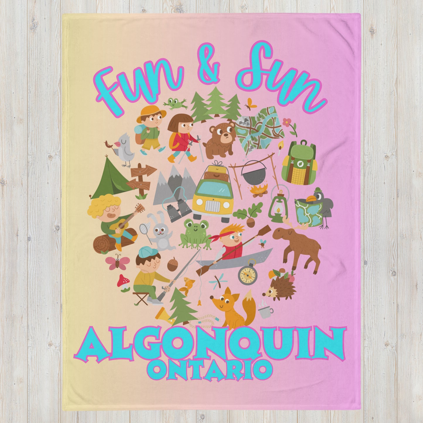 Algonquin Ontario - Fun & Sun - Campfire Blanket - Throw Blanket