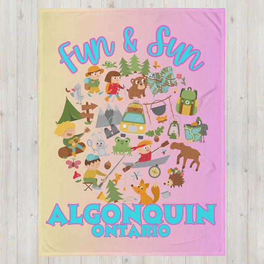 Algonquin Ontario - Fun & Sun - Campfire Blanket - Throw Blanket