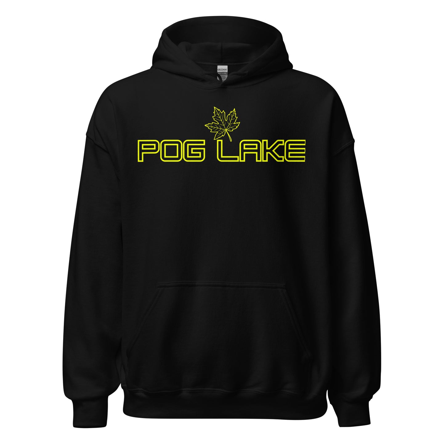 Pog Lake - Algonquin Park - Bright Yellow Design with Maple Leaf - Quality Unisex Hoodie