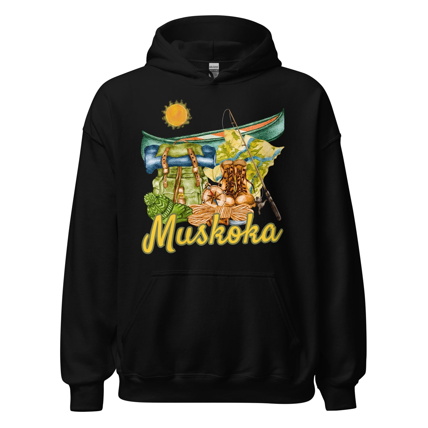 Muskoka Painted Canoe Scene - Unisex Hoodie