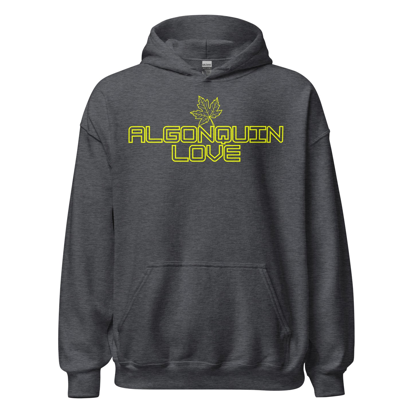 Algonquin Love - Algonquin Park - Bright Yellow Design with Maple Leaf - Quality Unisex Hoodie