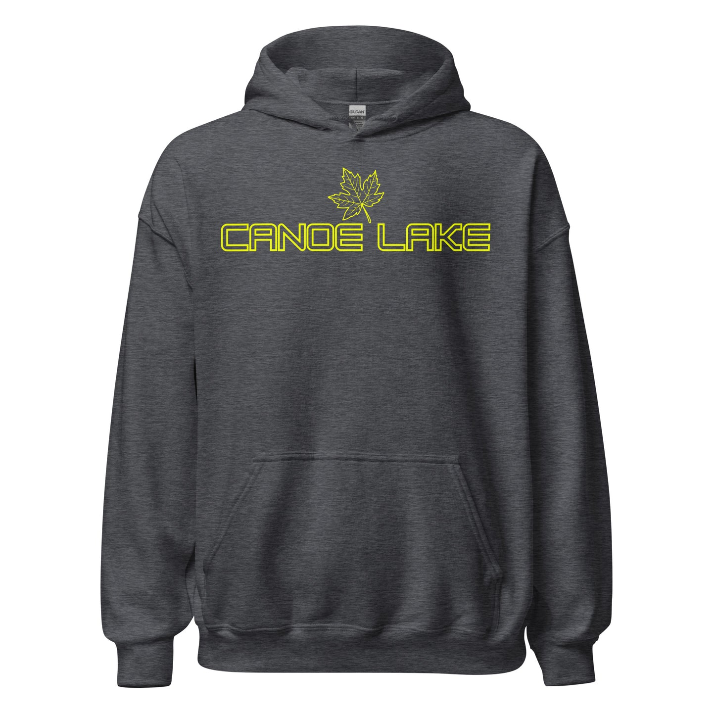 Canoe Lake - Algonquin Park - Bright Yellow Design with Maple Leaf - Quality Unisex Hoodie
