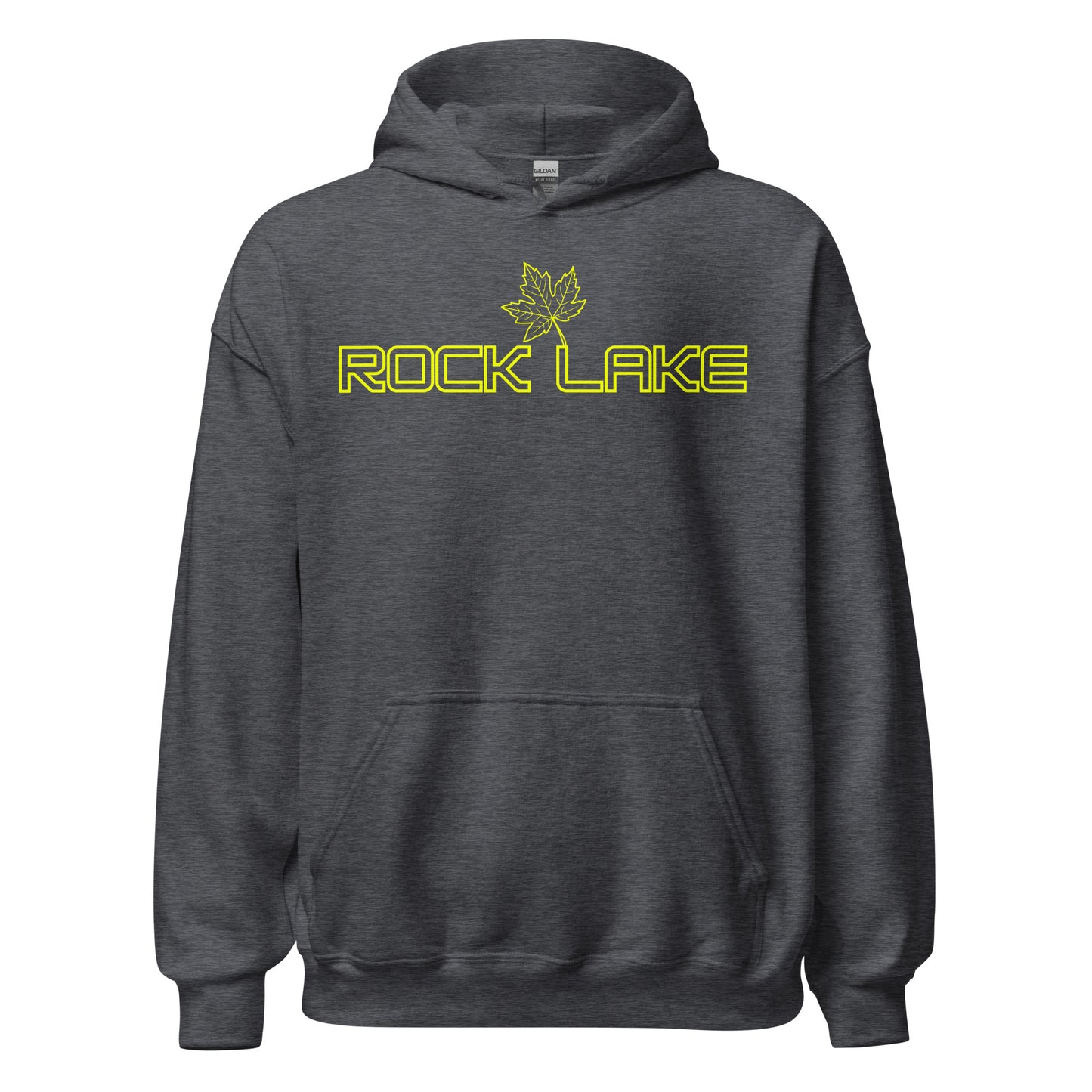 Rock Lake - Algonquin Park - Bright Yellow Design with Maple Leaf - Quality Unisex Hoodie