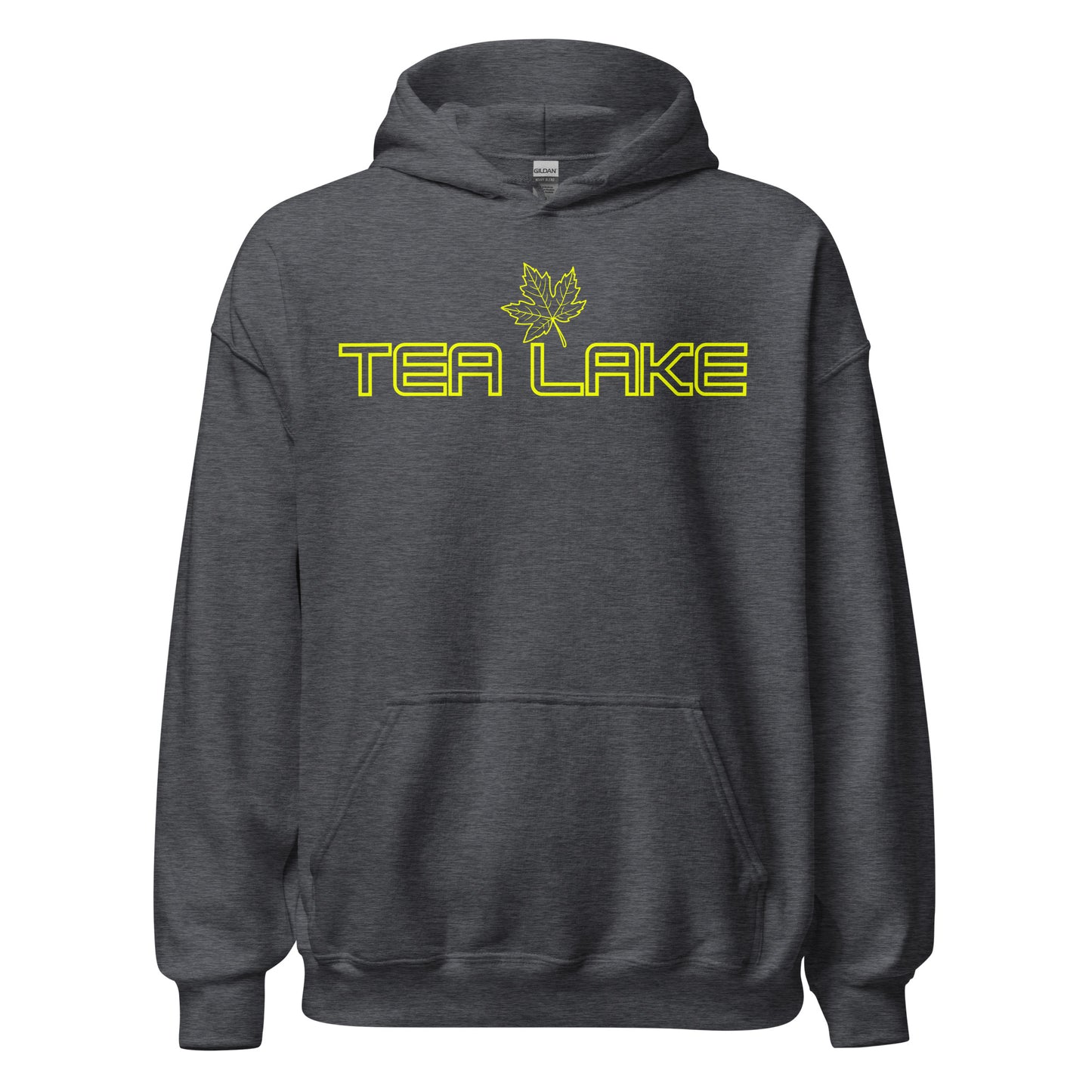 Tea Lake - Algonquin Park - Bright Yellow Design with Maple Leaf - Quality Unisex Hoodie