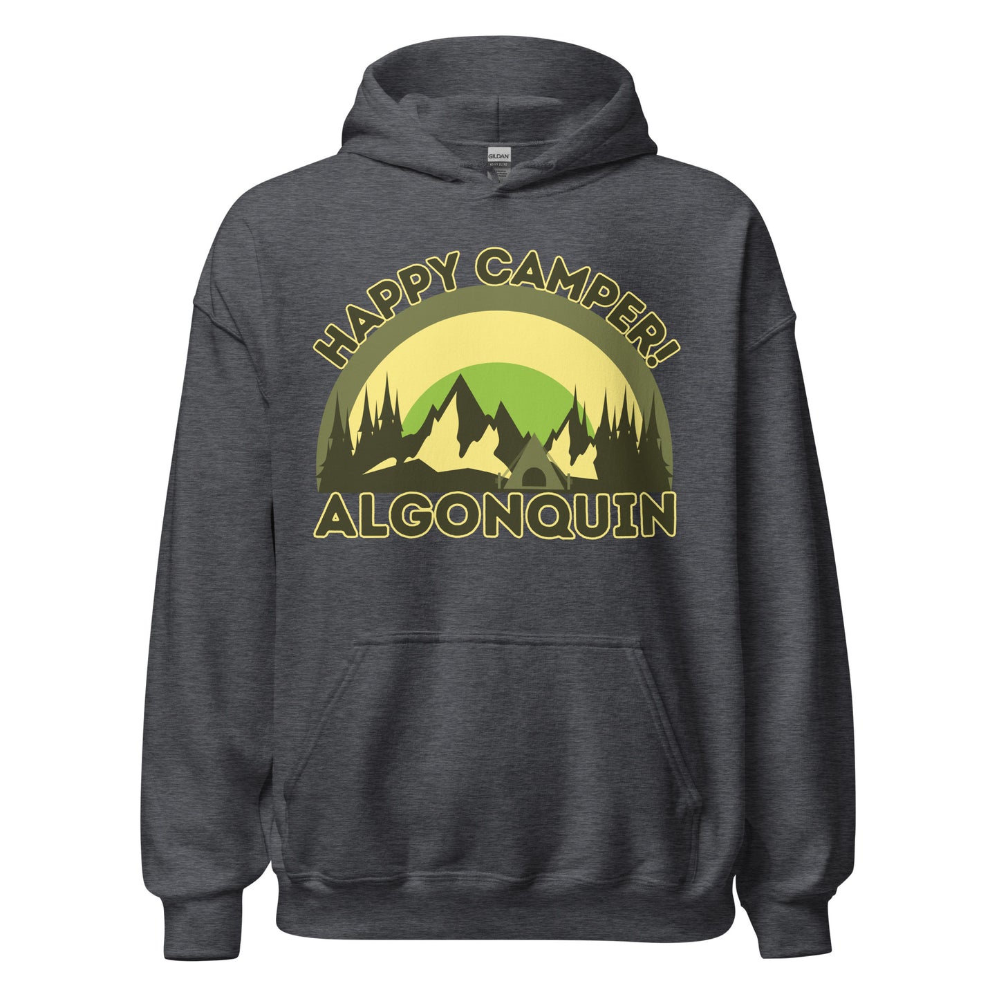 Algonquin Park - Happy Camper - Camo Colors - Quality Unisex Hoodie