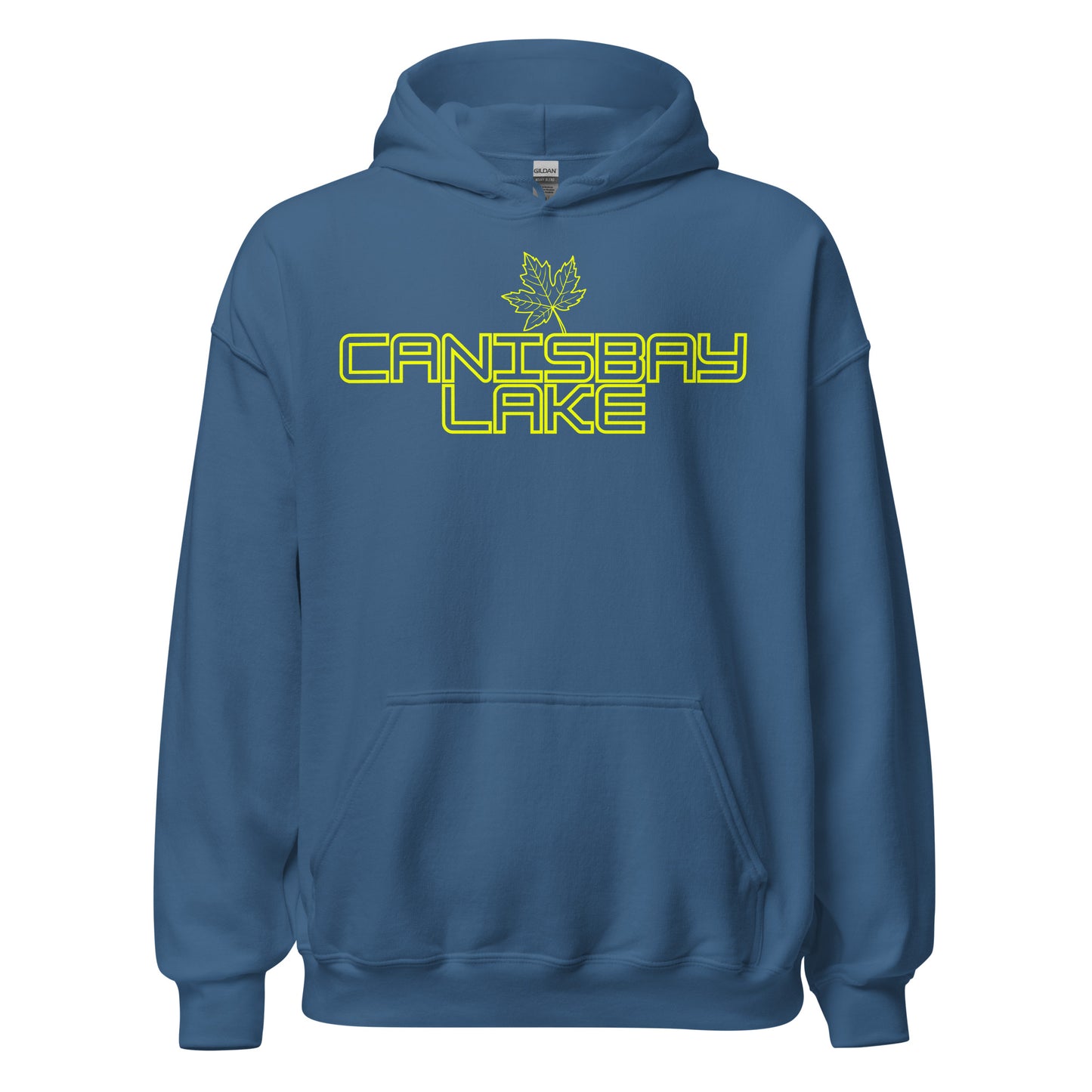 Canisbay Lake - Algonquin Park - Bright Yellow Design with Maple Leaf - Quality Unisex Hoodie