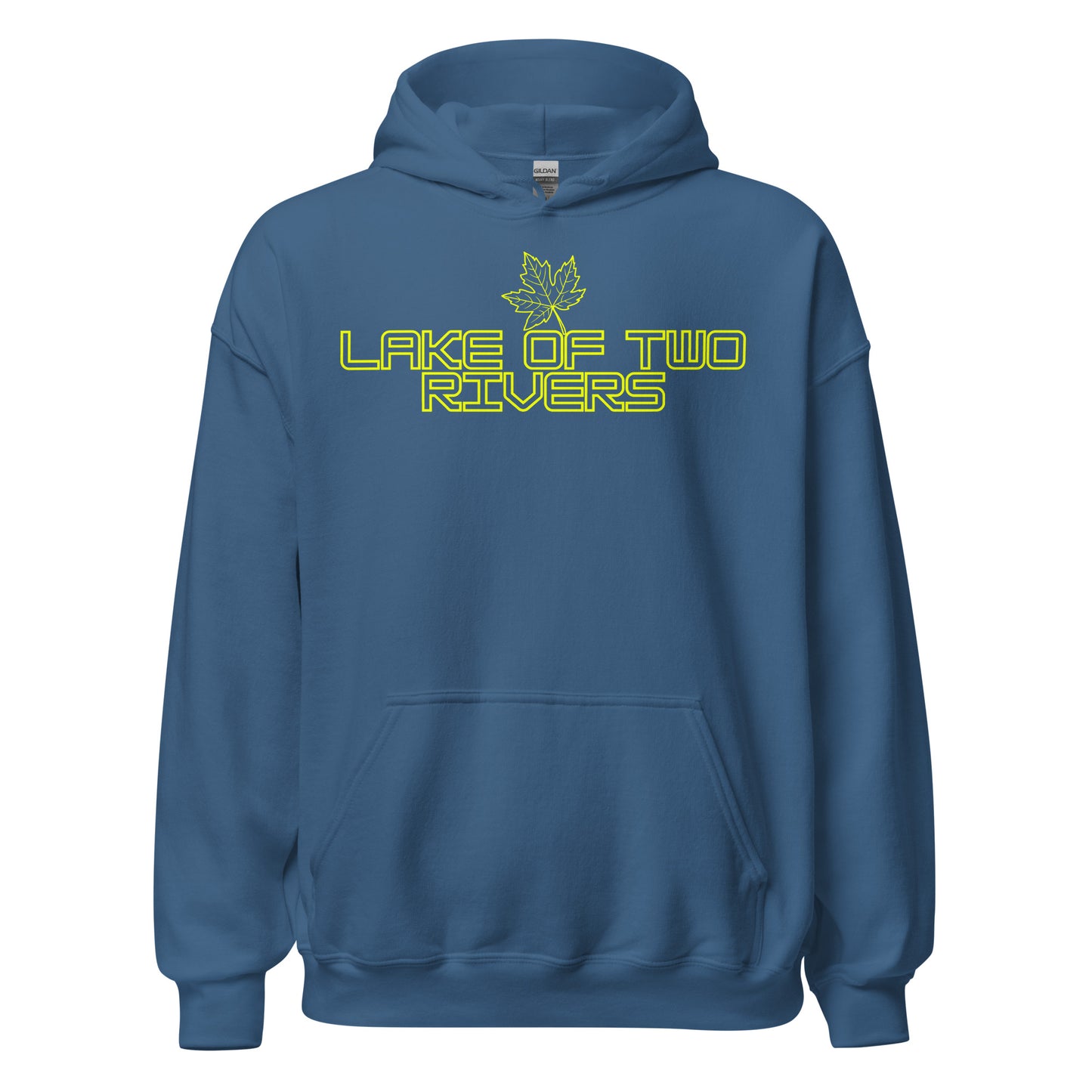Lake of Two Rivers - Algonquin Park - Bright Yellow Design with Maple Leaf - Quality Unisex Hoodie