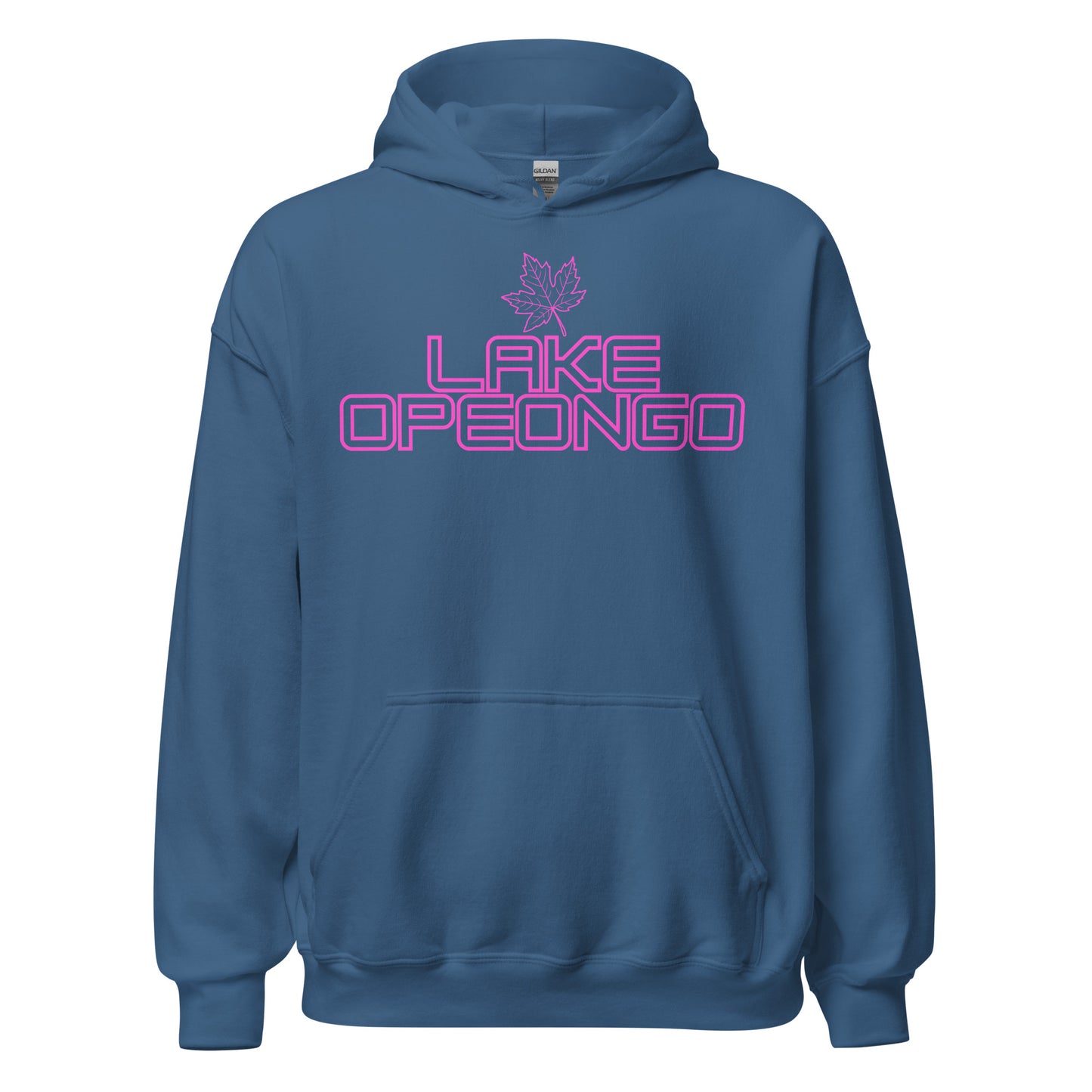 Lake Opeongo - Algonquin Park - Bright Pink Design with Maple Leaf - Quality Unisex Hoodie