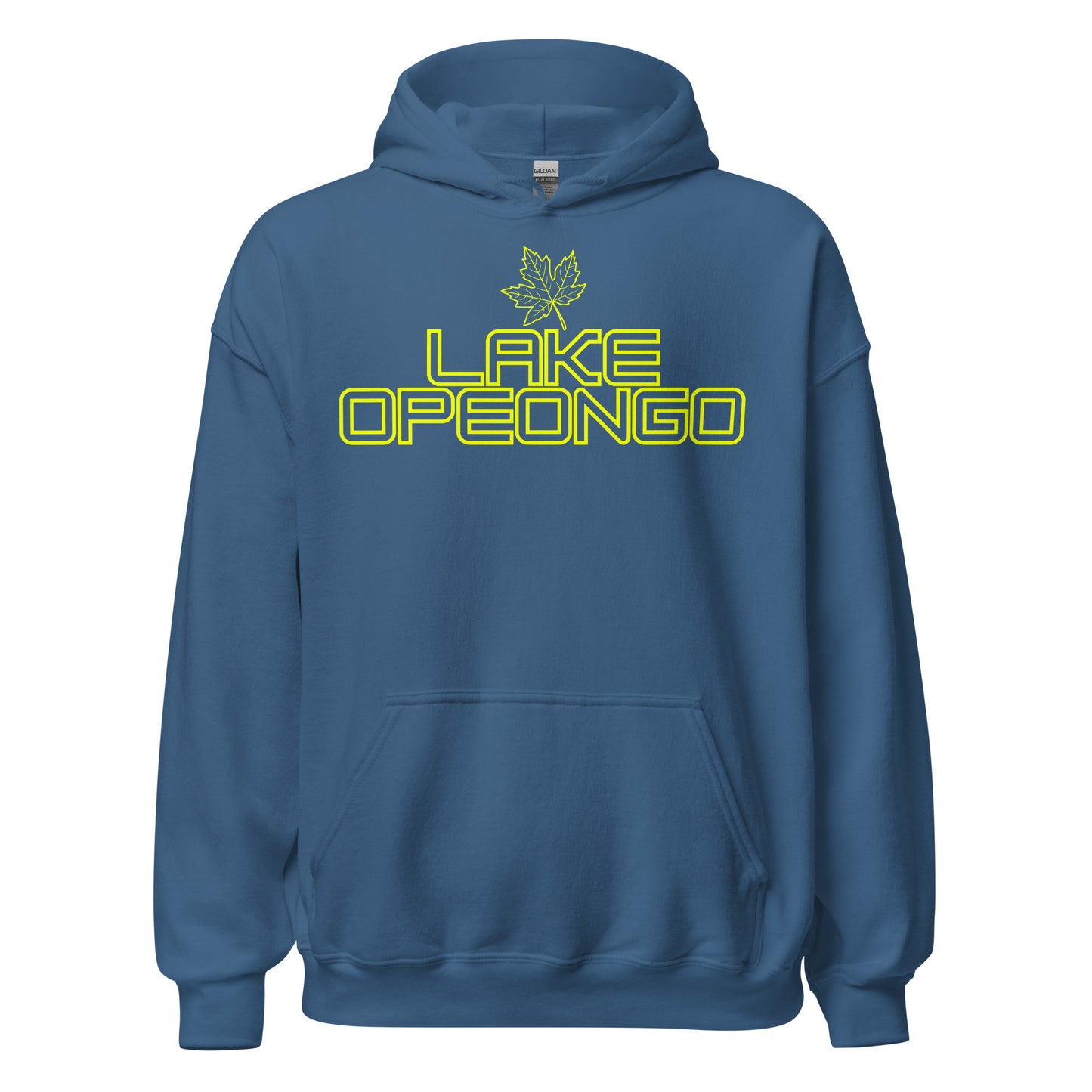 Lake Opeongo - Algonquin Park - Bright Yellow Design with Maple Leaf - Quality Unisex Hoodie