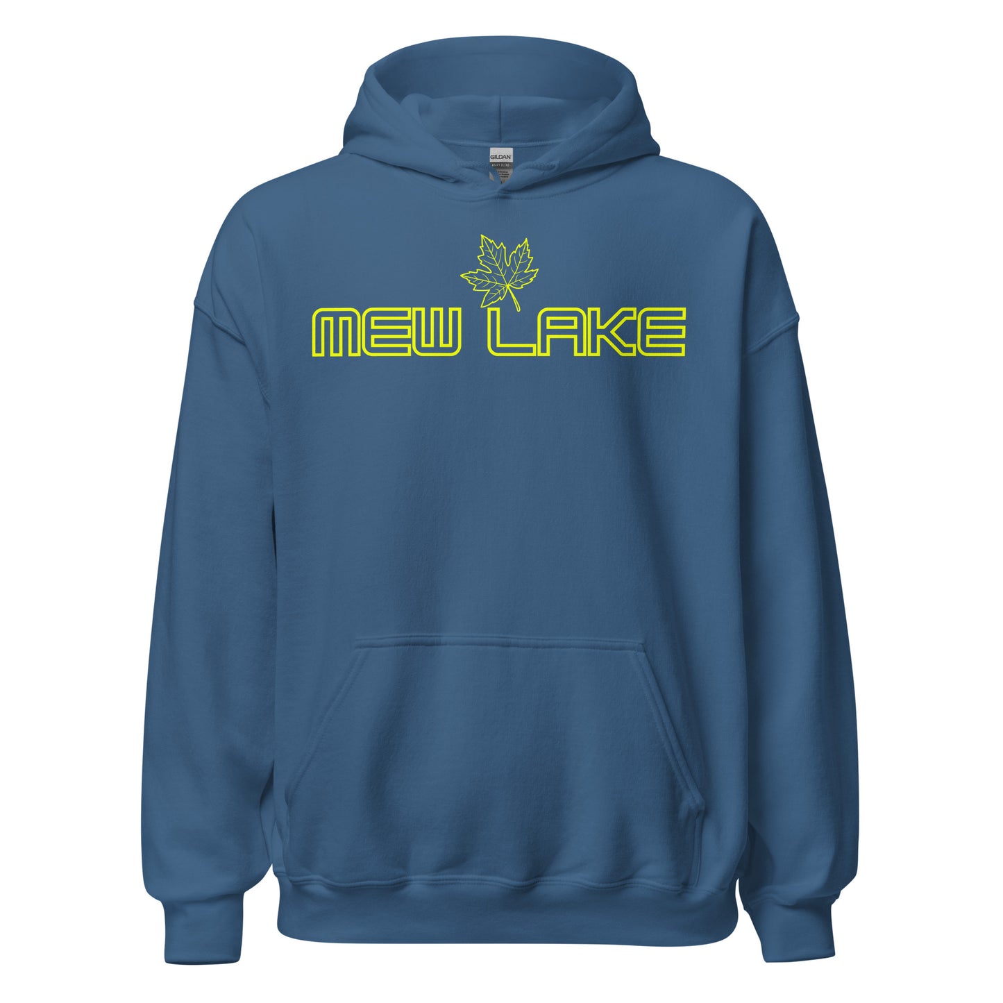 Mew Lake - Algonquin Park - Bright Yellow Design with Maple Leaf - Quality Unisex Hoodie