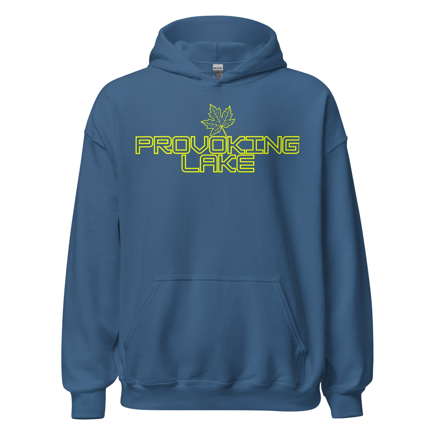 Provoking Lake - Algonquin Park - Bright Yellow Design with Maple Leaf - Quality Unisex Hoodie