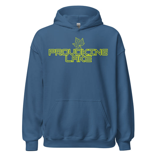 Provoking Lake - Algonquin Park - Bright Yellow Design with Maple Leaf - Quality Unisex Hoodie