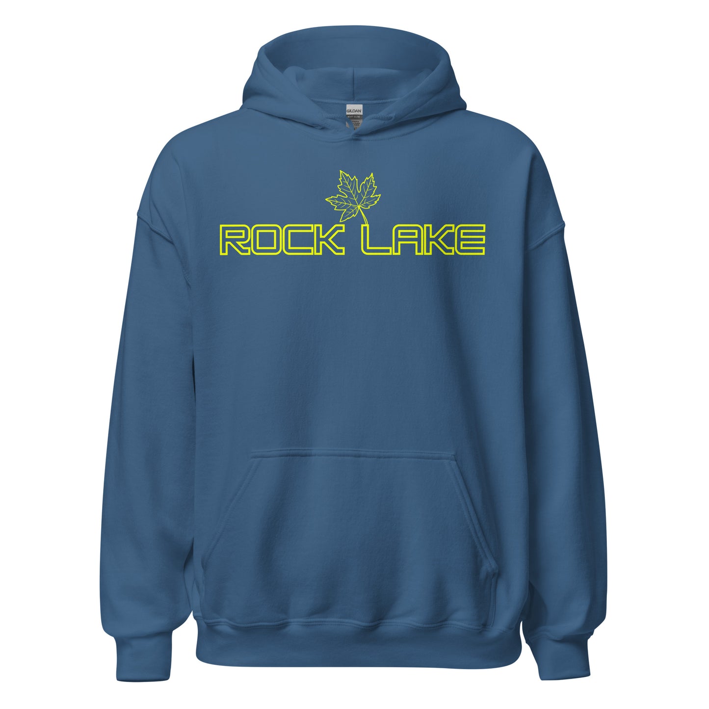 Rock Lake - Algonquin Park - Bright Yellow Design with Maple Leaf - Quality Unisex Hoodie