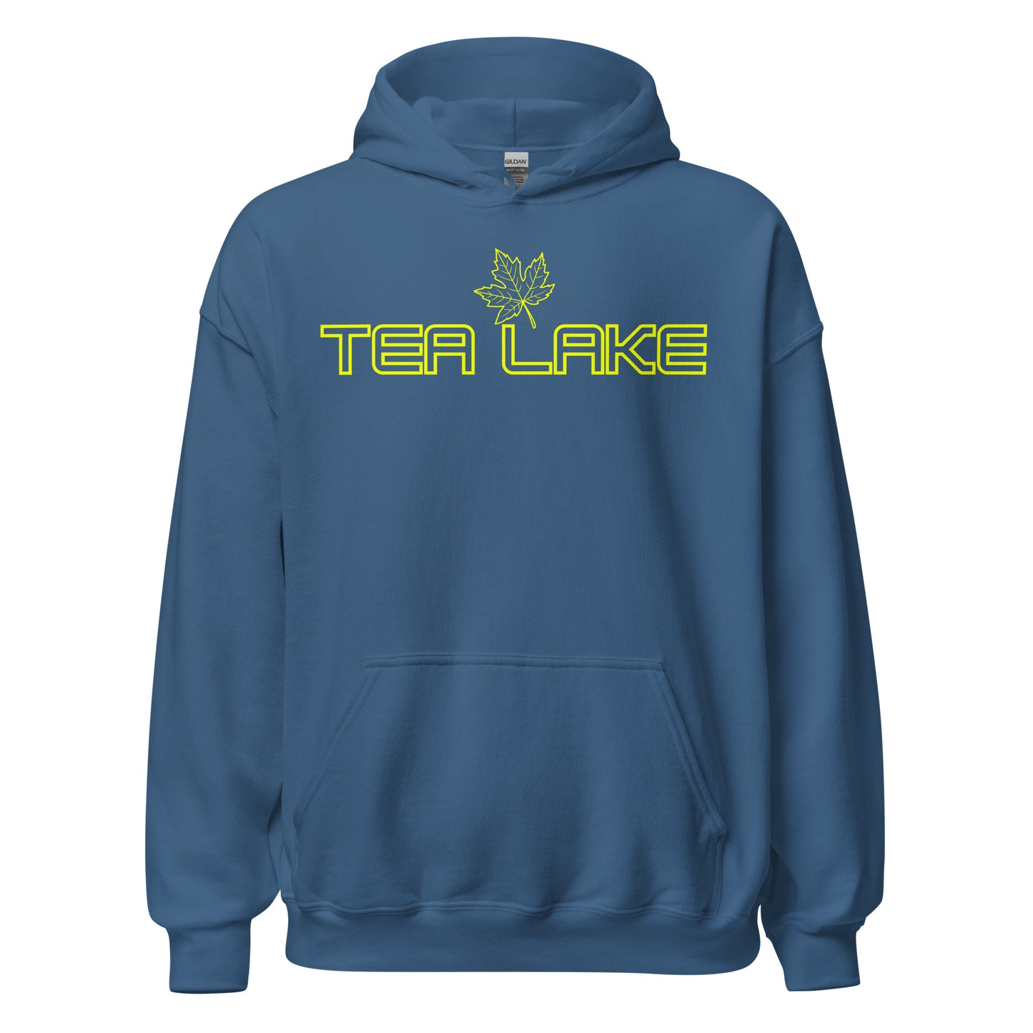 Tea Lake - Algonquin Park - Bright Yellow Design with Maple Leaf - Quality Unisex Hoodie