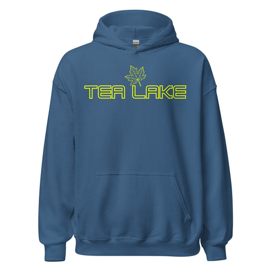 Tea Lake - Algonquin Park - Bright Yellow Design with Maple Leaf - Quality Unisex Hoodie