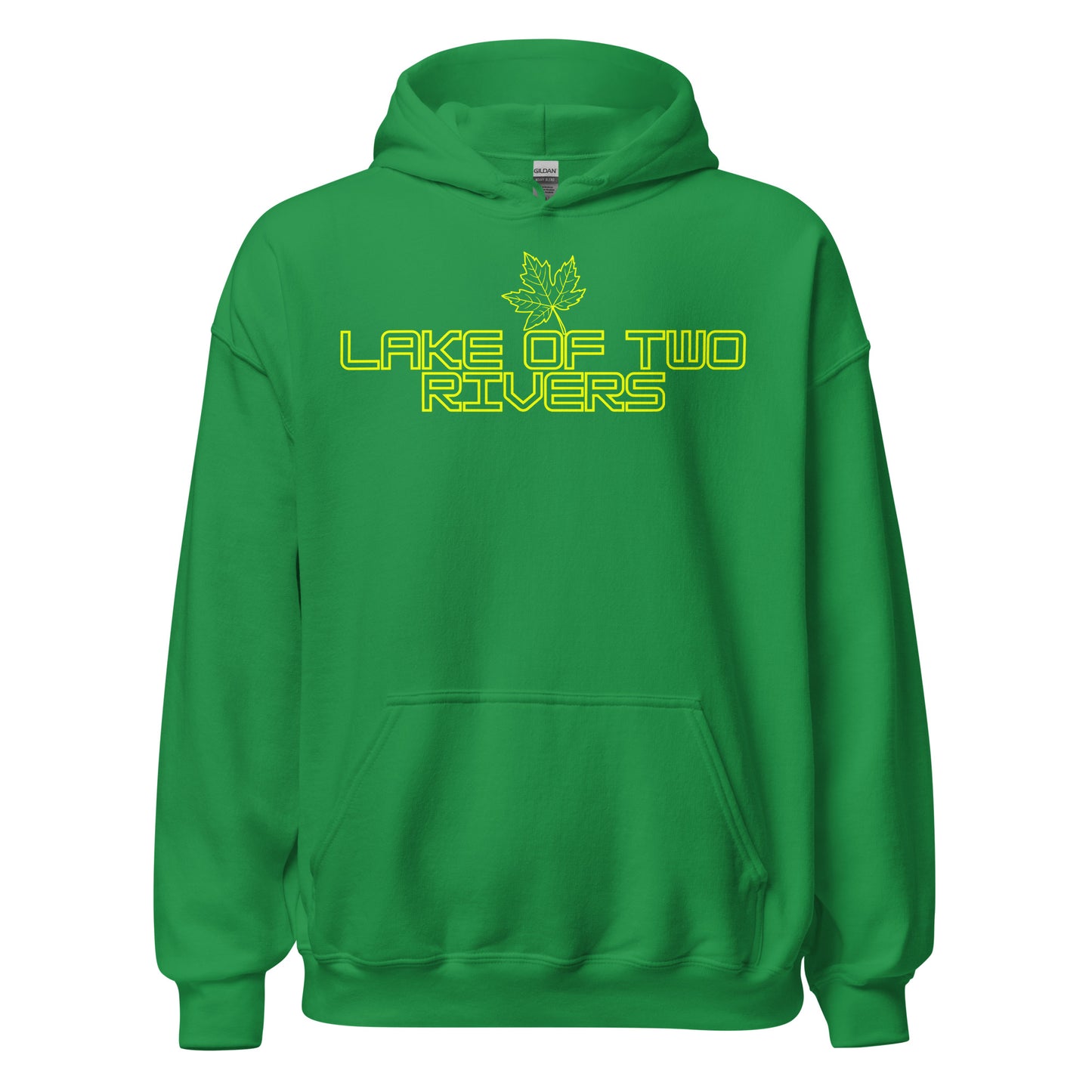 Lake of Two Rivers - Algonquin Park - Bright Yellow Design with Maple Leaf - Quality Unisex Hoodie