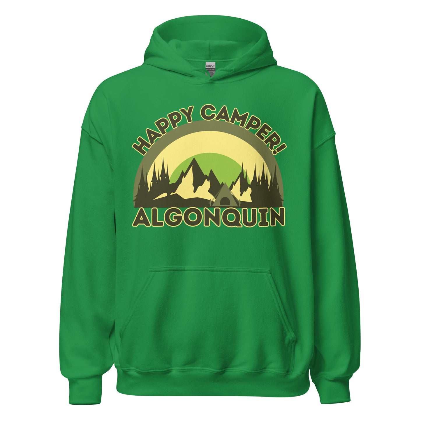 Algonquin Park - Happy Camper - Camo Colors - Quality Unisex Hoodie