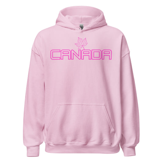 Canada - Bright Pink Design with Maple Leaf - Quality Unisex Hoodie