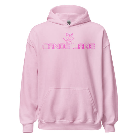 Canisbay Lake - Algonquin Park - Bright Pink Design with Maple Leaf - Quality Unisex Hoodie