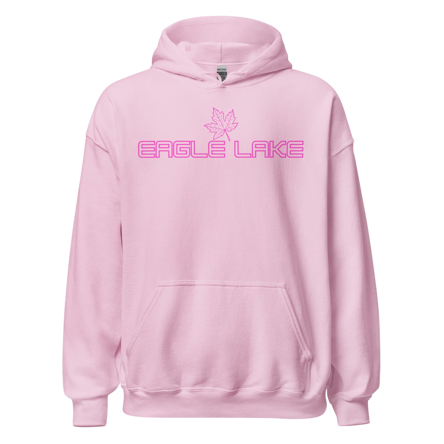 Eagle Lake - Algonquin Park - Bright Pink Design with Maple Leaf - Quality Unisex Hoodie