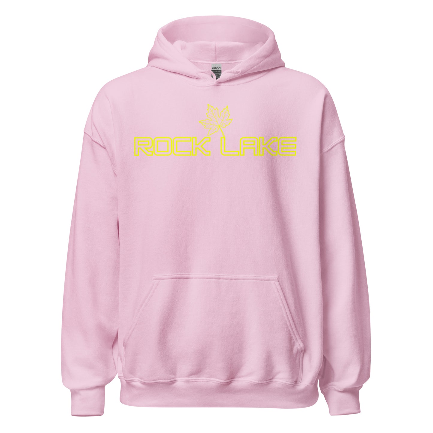 Rock Lake - Algonquin Park - Bright Yellow Design with Maple Leaf - Quality Unisex Hoodie