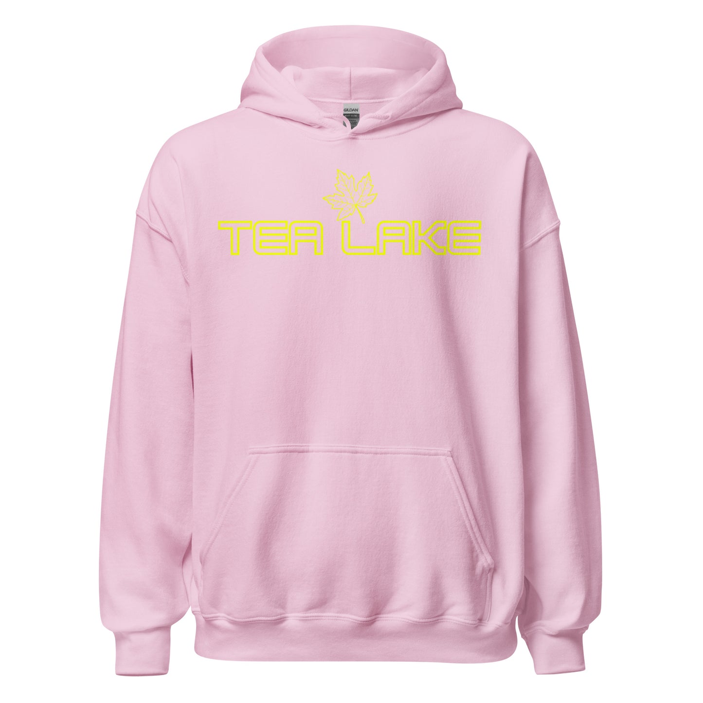 Tea Lake - Algonquin Park - Bright Yellow Design with Maple Leaf - Quality Unisex Hoodie