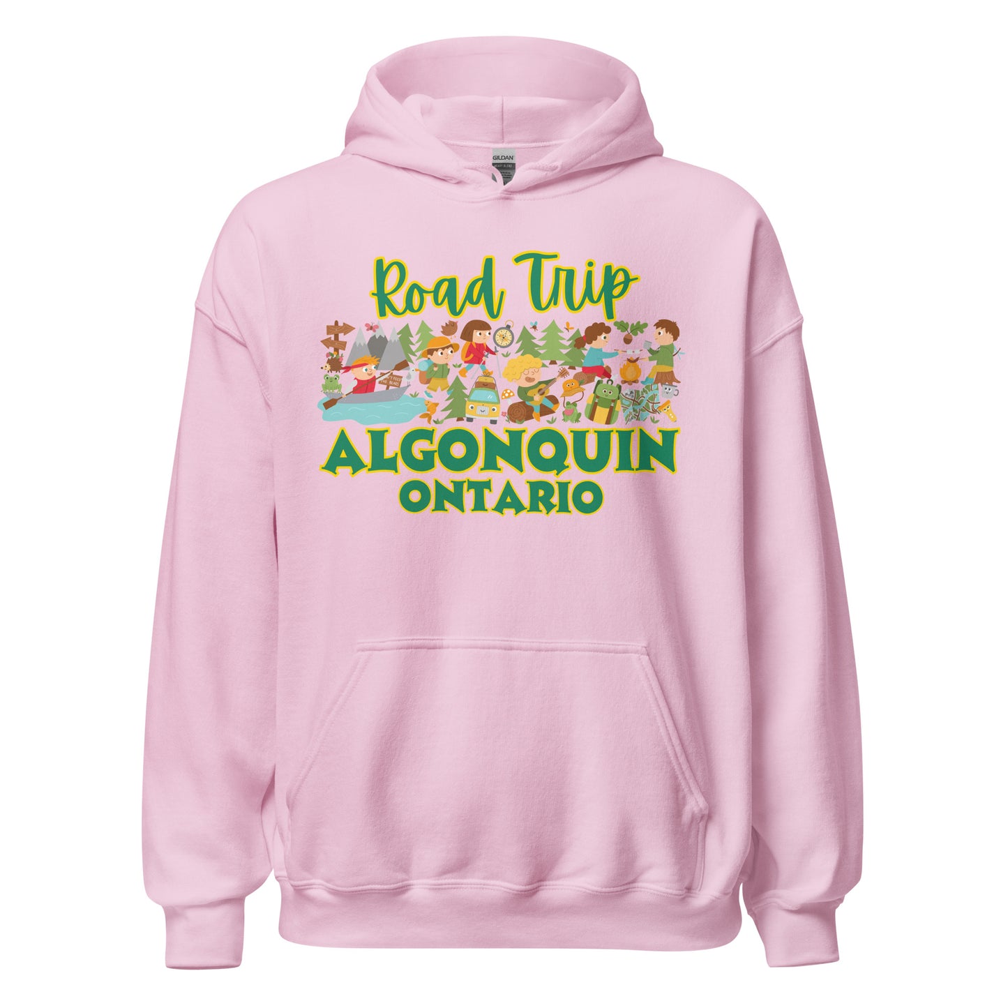 Algonquin Park - Road Trip - Colorful Cartoon Activity Collage - Quality Unisex Hoodie