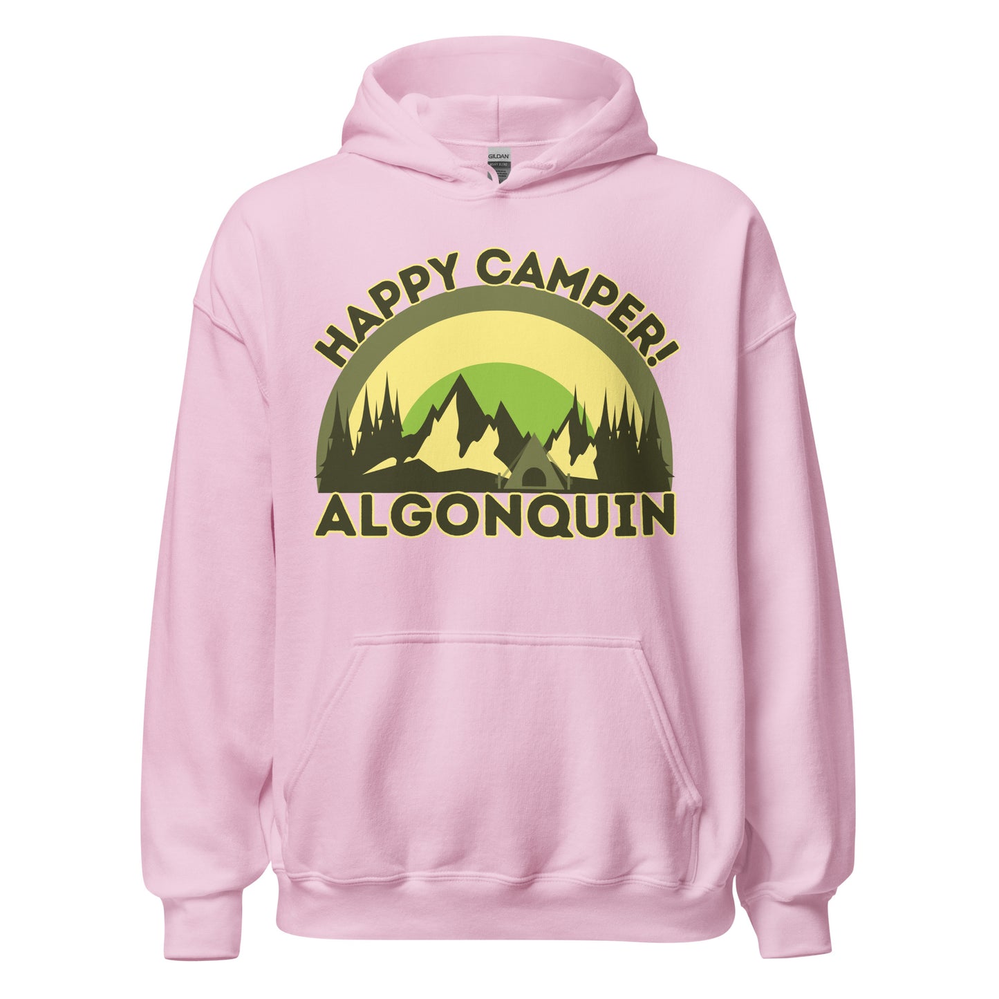 Algonquin Park - Happy Camper - Camo Colors - Quality Unisex Hoodie