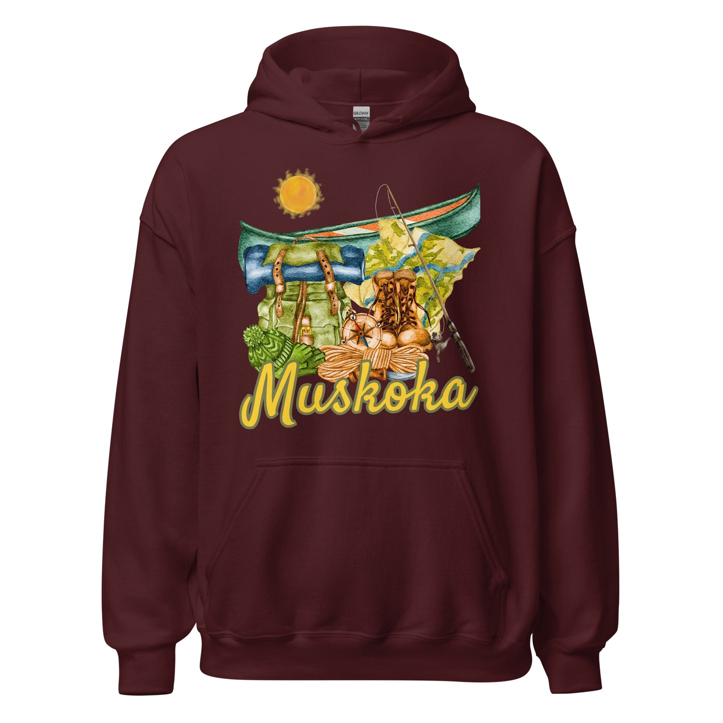 Muskoka Painted Canoe Scene - Unisex Hoodie