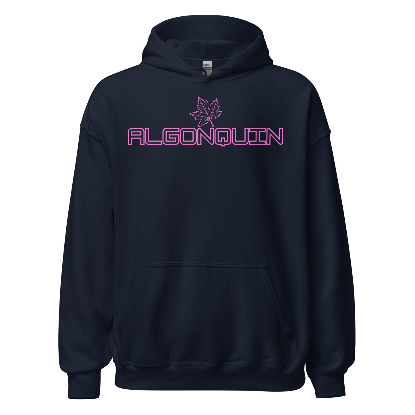 Algonquin Park - Bright Pink Design with Maple Leaf - Unisex Hoodie