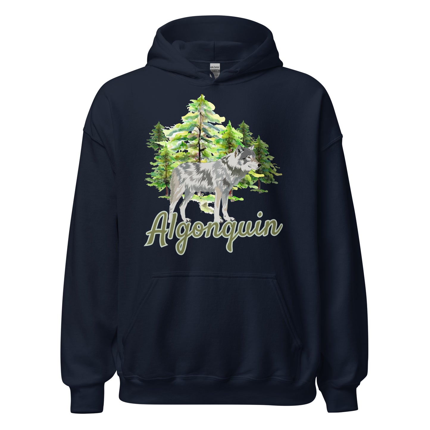 Algonquin Park - Painted Look Wolf Scene - Quality Unisex Hoodie