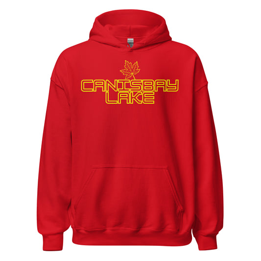 Canisbay Lake - Algonquin Park - Bright Yellow Design with Maple Leaf - Quality Unisex Hoodie